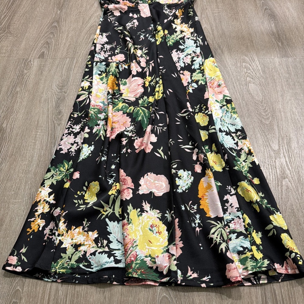 Petal & Pup Anabelle Halter Neck Midi Dress Size X-Small Black Floral - Picture 8 of 12
